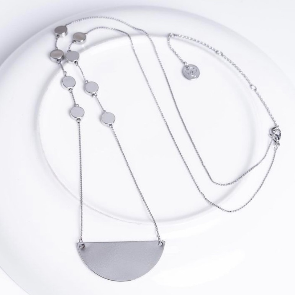Silver half moon necklace